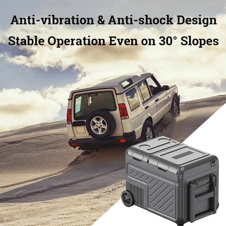 Wheeled Dual Zone Portable Car Cooler Box 35L Vehicle Refrigerator Compressor Type Car Refrigerator for Car RV Truck Boat Travel