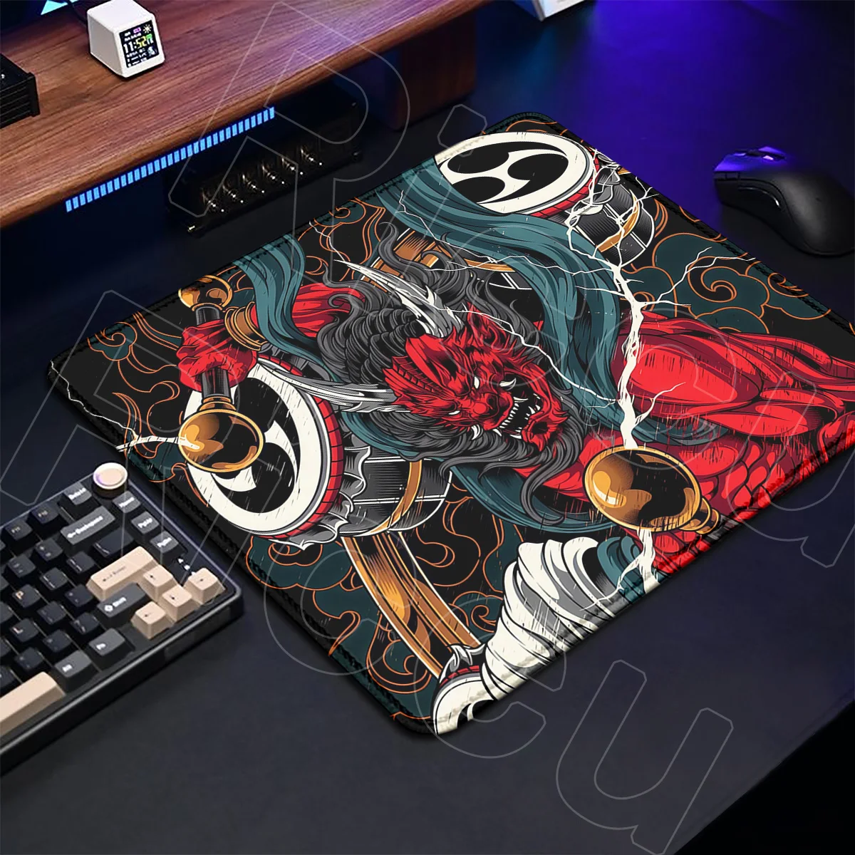 

Anime Mouse Pad Speed Control E-sport Japanese Thunder God FPS Gaming Laptops Small Size Mat XS Rubber Portable Gamer Desk mat
