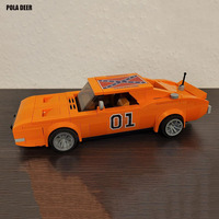 Poladeer 330pcs MOC General Lee Dodge Charger Retro Assembled Children's Toy Bus Small  Particles Puzzle Blocks Model Present