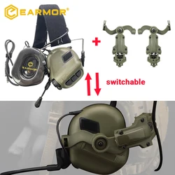 EARMOR Tactical Headset M32 MOD4 Active Shooter Earmuffs Helmet Headset with Helmet Rail Adapter Helmet Mount Headset