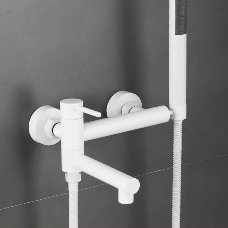 Bathtub Shower Faucet Brass Single Handle Waterfall Spout Wall Mounted Mixer Taps with Hand Shower Sets Bathroom Bidet Taps