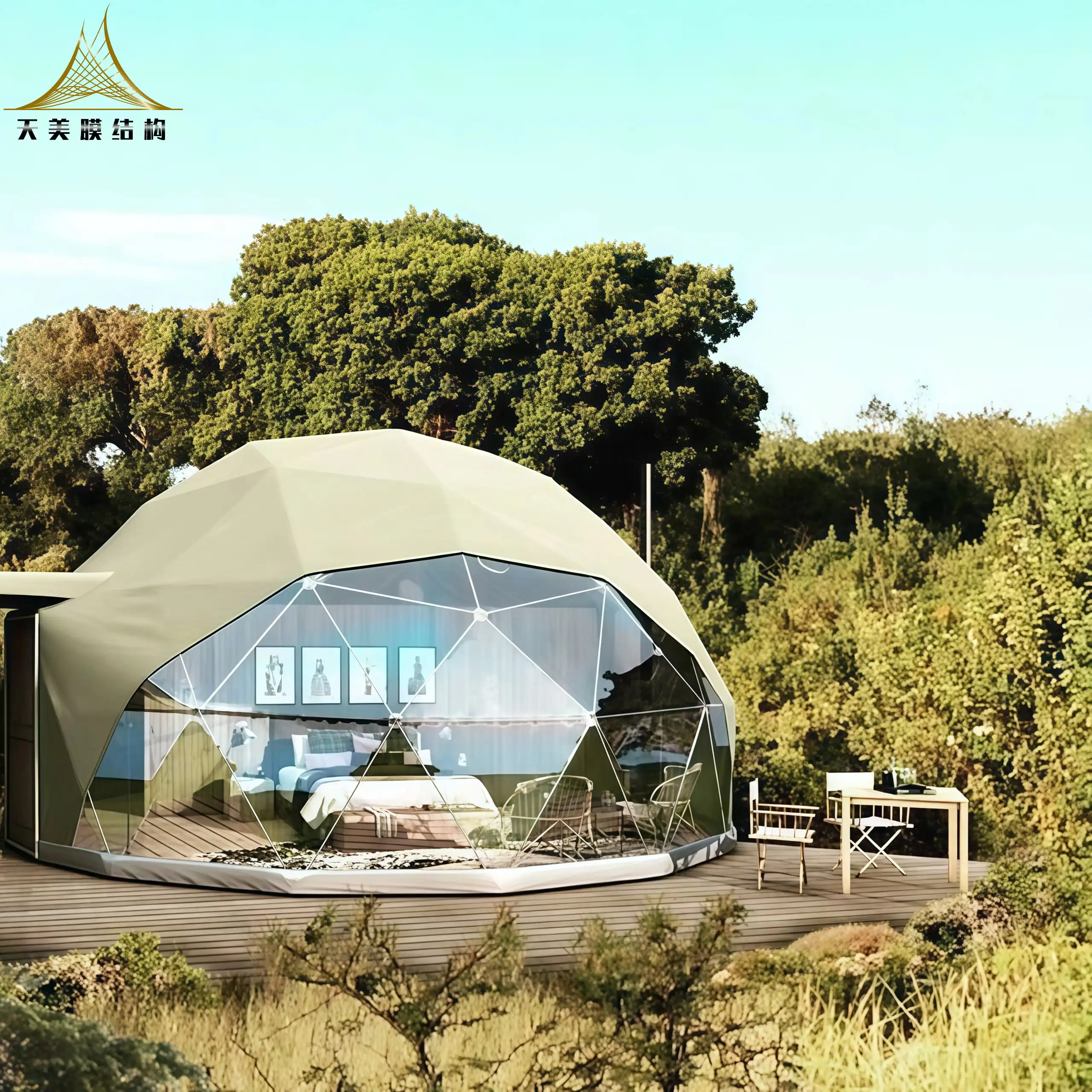 Hot Sale Geodesic Dome Tent Outdoor Igloo Glamping Tent Dome Tent With Bathroom