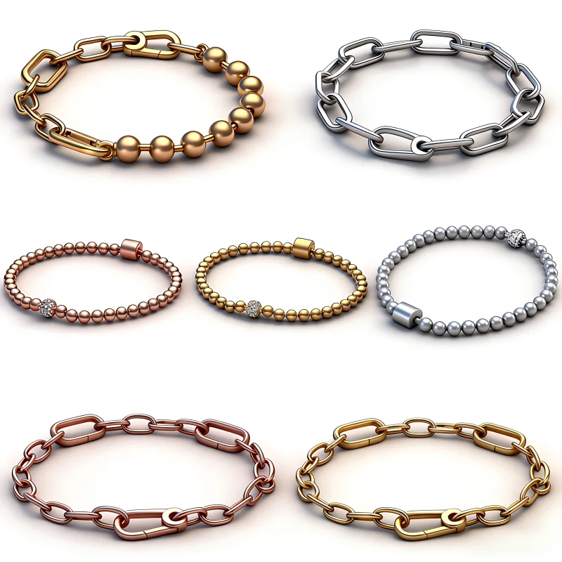 

Hot Sale 925 Sterling Silver Original Me Bracelet Fit Me Charm Beads Fashion 18K Gold Plated Beads Women Femme Bracelet Jewelry