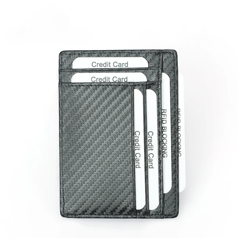 New style carbon fiber pattern card holder Casual fashion first cowhide zipper coin card holder