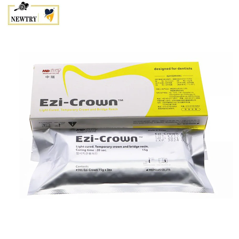

Ezi Crown Light Cured Dental Temporary Crown Bridge Resin Material A1/A2/A3 Dentistry Tooth Restoration Inlay Relining Composite