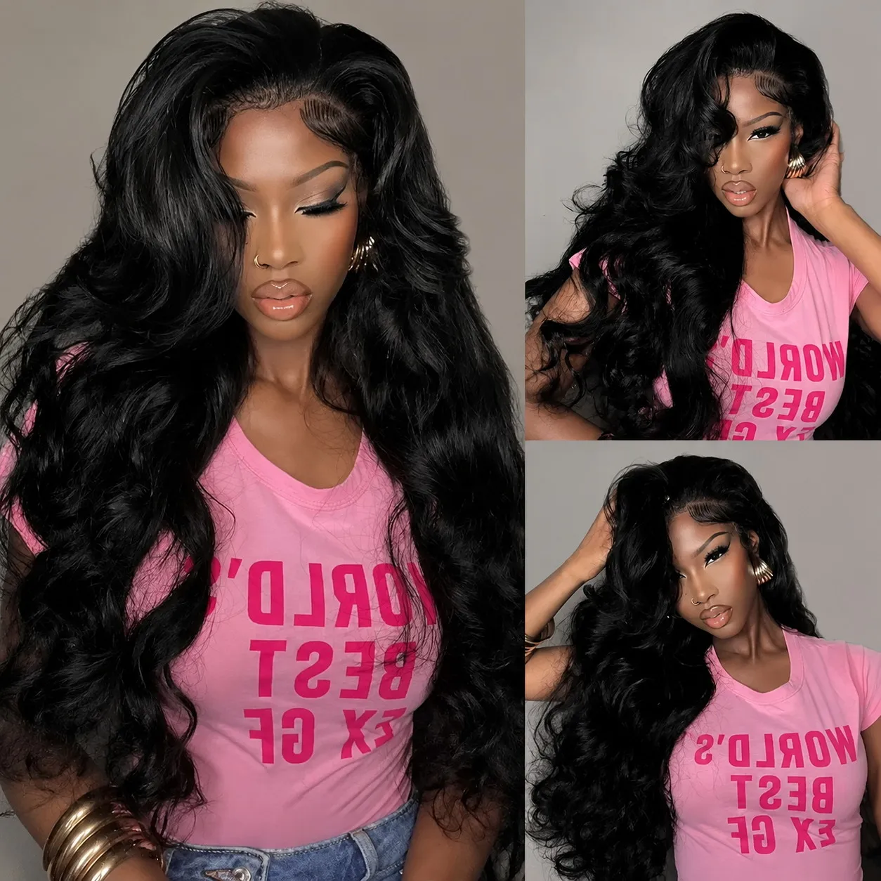 34 inch 13x6 HD Transparent Lace Frontal Human Hair Wigs 250% Body Wave Wigs Melt Skins HD Lace Wigs Remy Hair For Black Women