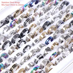 Wholesale Bulk 50pcs/lot Mens Womens Fashion Stainless Steel Jewelry Rings For Party Gift Weddings Mix Style Mix Size