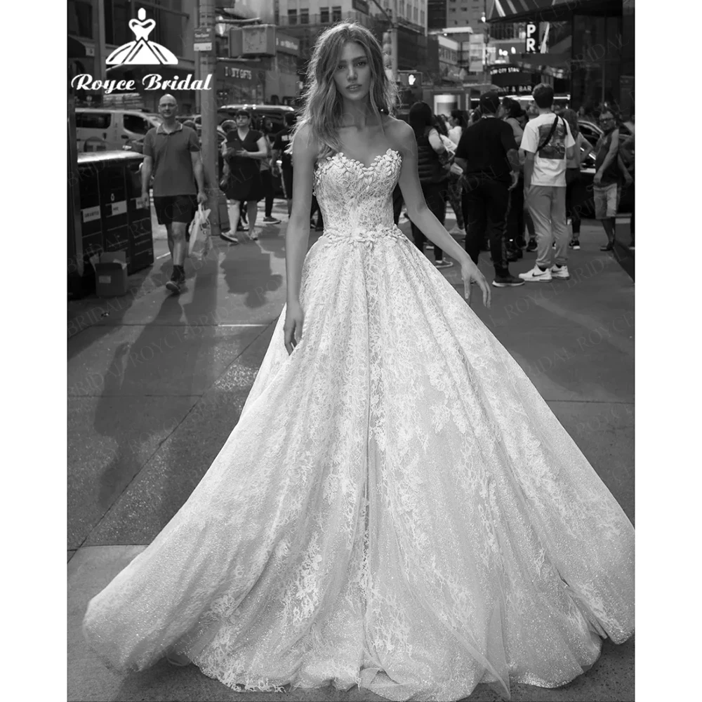 

Roycebridal 2025 Fashion Full Lace A Line Beach Wedding Dress for Women with Belt Sweetheart Neck Bridal Gowns Customized 웨딩드레스