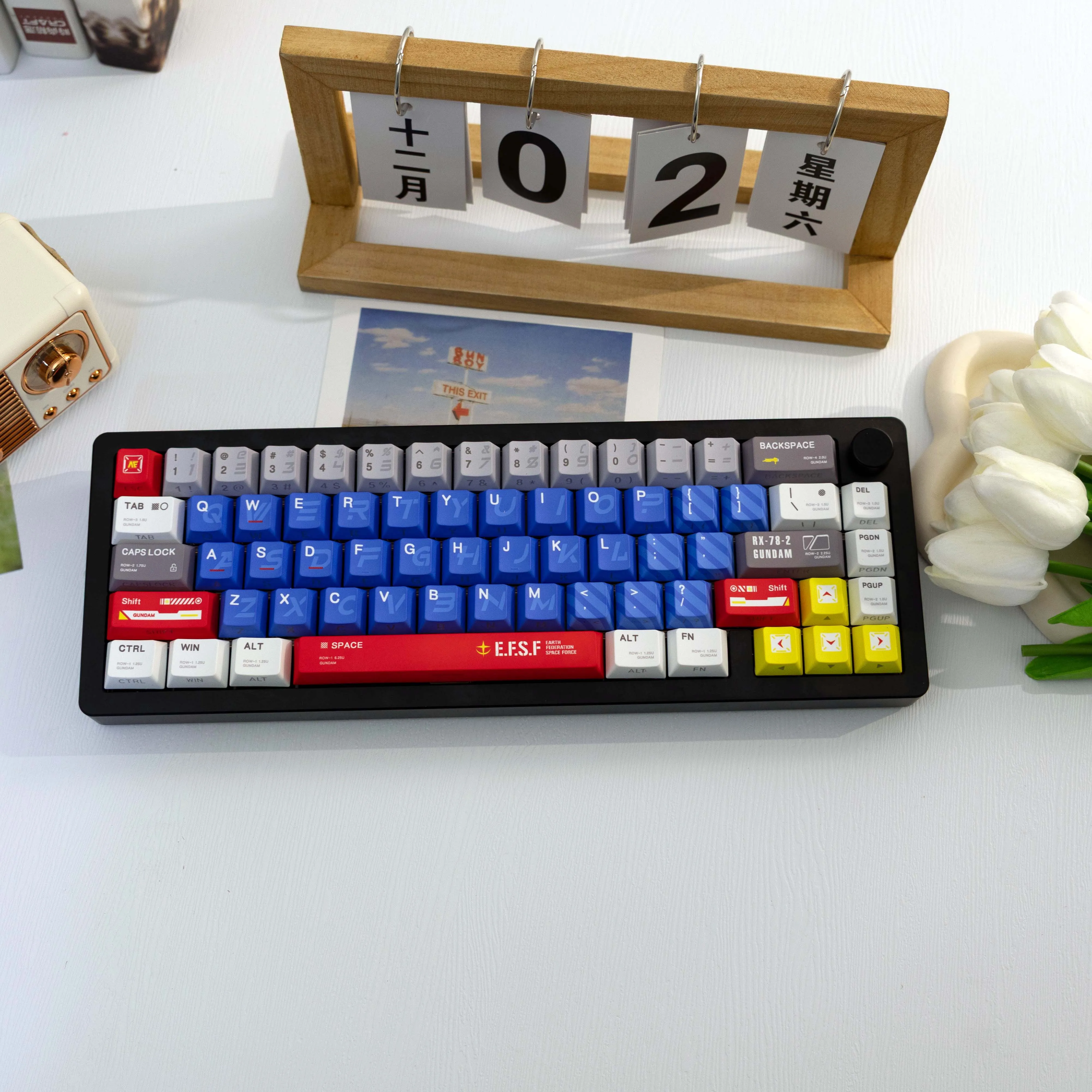 138 Keys Mobile Suit Colorway PBT Keycaps Side Print Translucent Cherry Style Dye-Sub MX Switch 61 64 68 87 96 104 108 Random Co