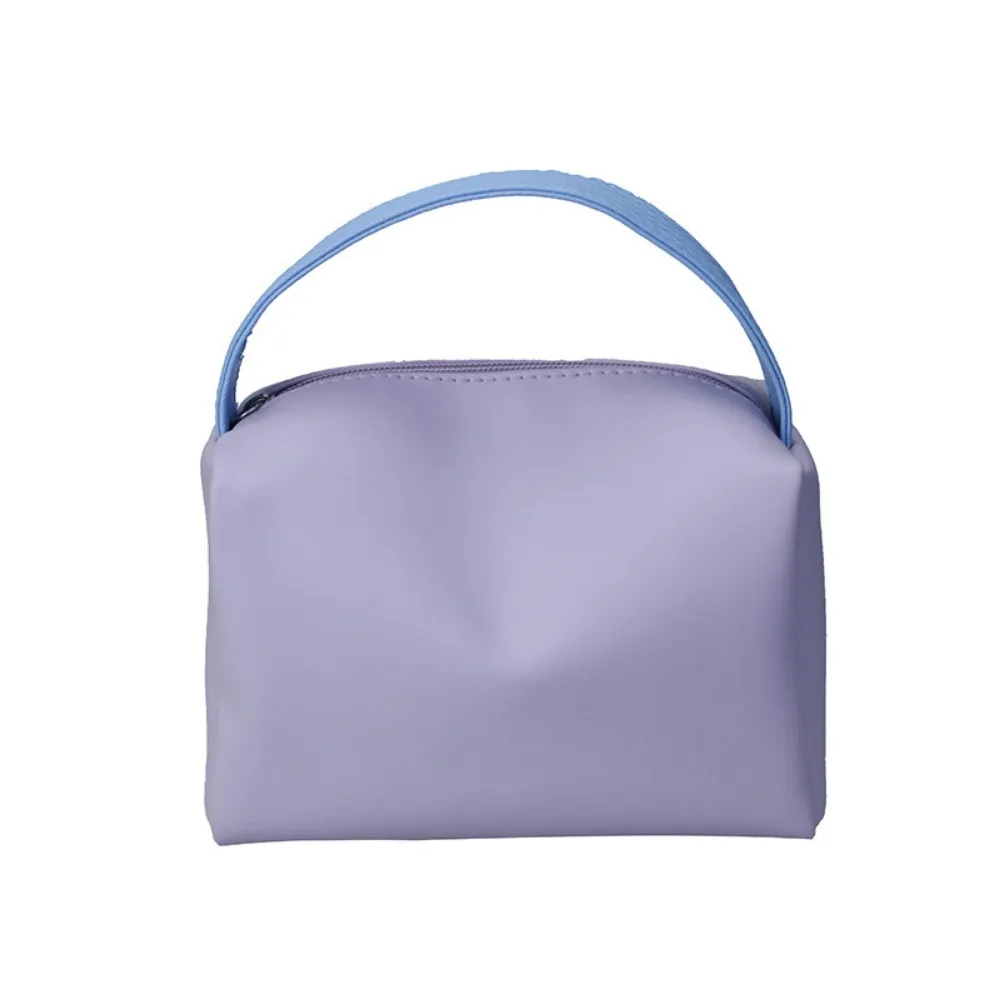 Candy Color PU Leather Cosmetic Bags Women Fashion Simple Makeup Pouches Female Travel Toiletries Organizer Bag with Handle