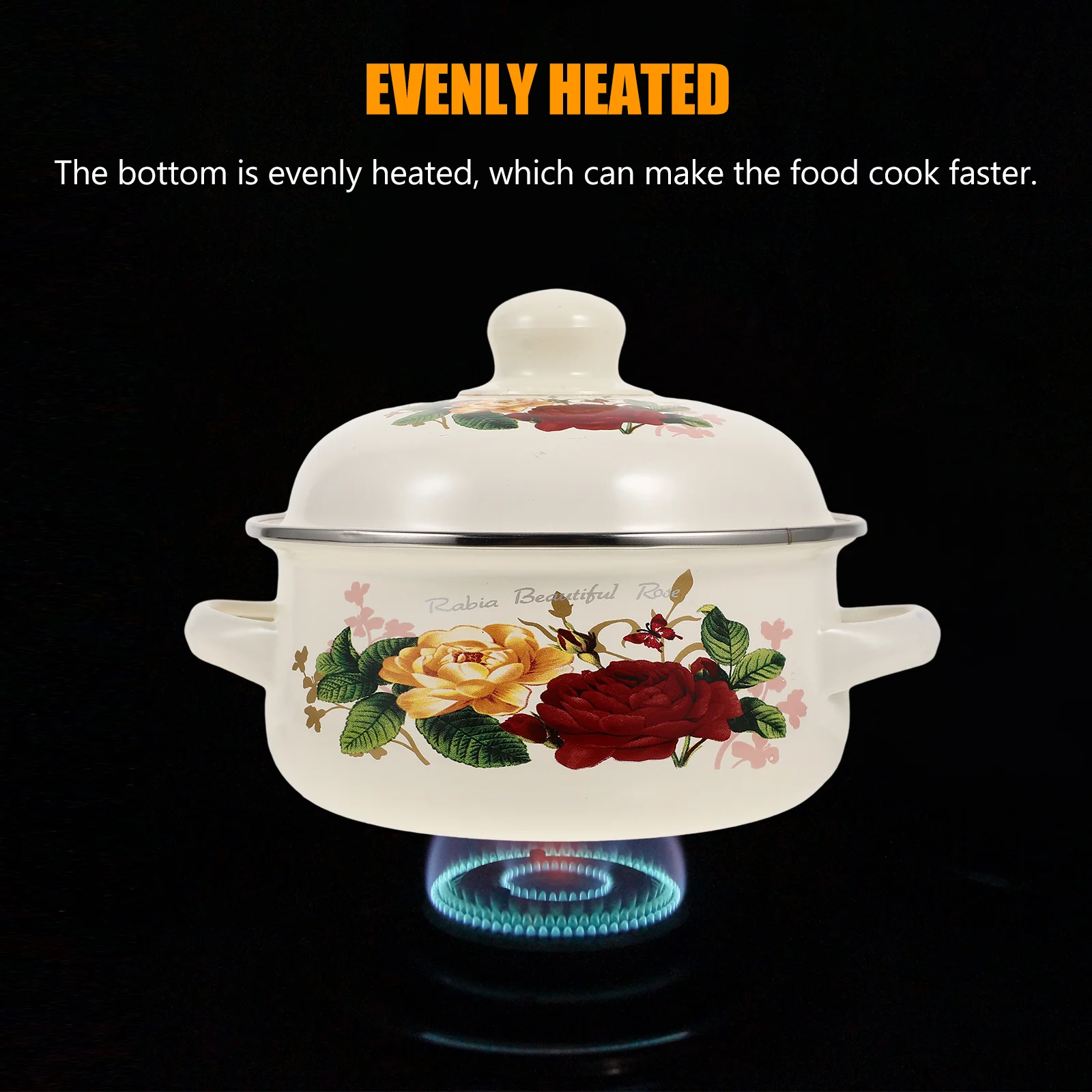 

Binaural Enamel Soup Pot 2.5L Flat Bottom Stockpot for Gas Electric Stove Cooking Noodles Hot Pot Chinese Medicine Stew