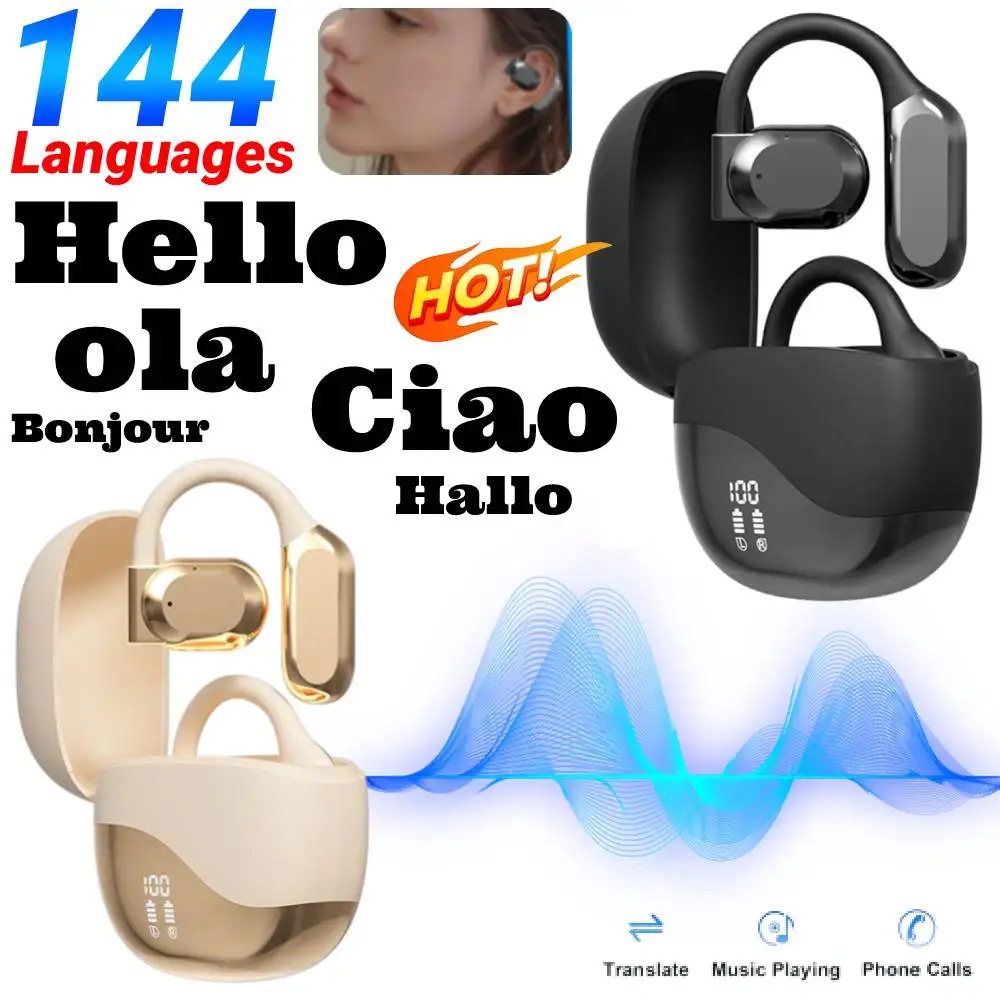 Instant Voice Translator Earbuds Two-Way Real-time Translator Headphones Bluetooth 5.4 Language Translation Earphones for Travel