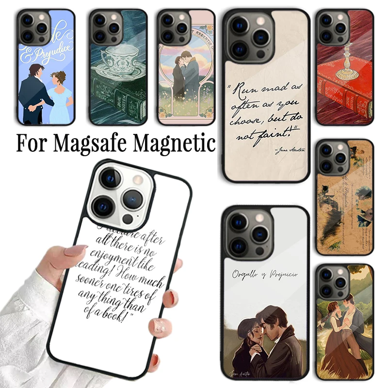 

Phone Case For iPhone 16 15 14 13 12 11 Pro Max Plus Magsafe Magnetic Wireless Charging Cover Pride And Prejudice Jane Austen