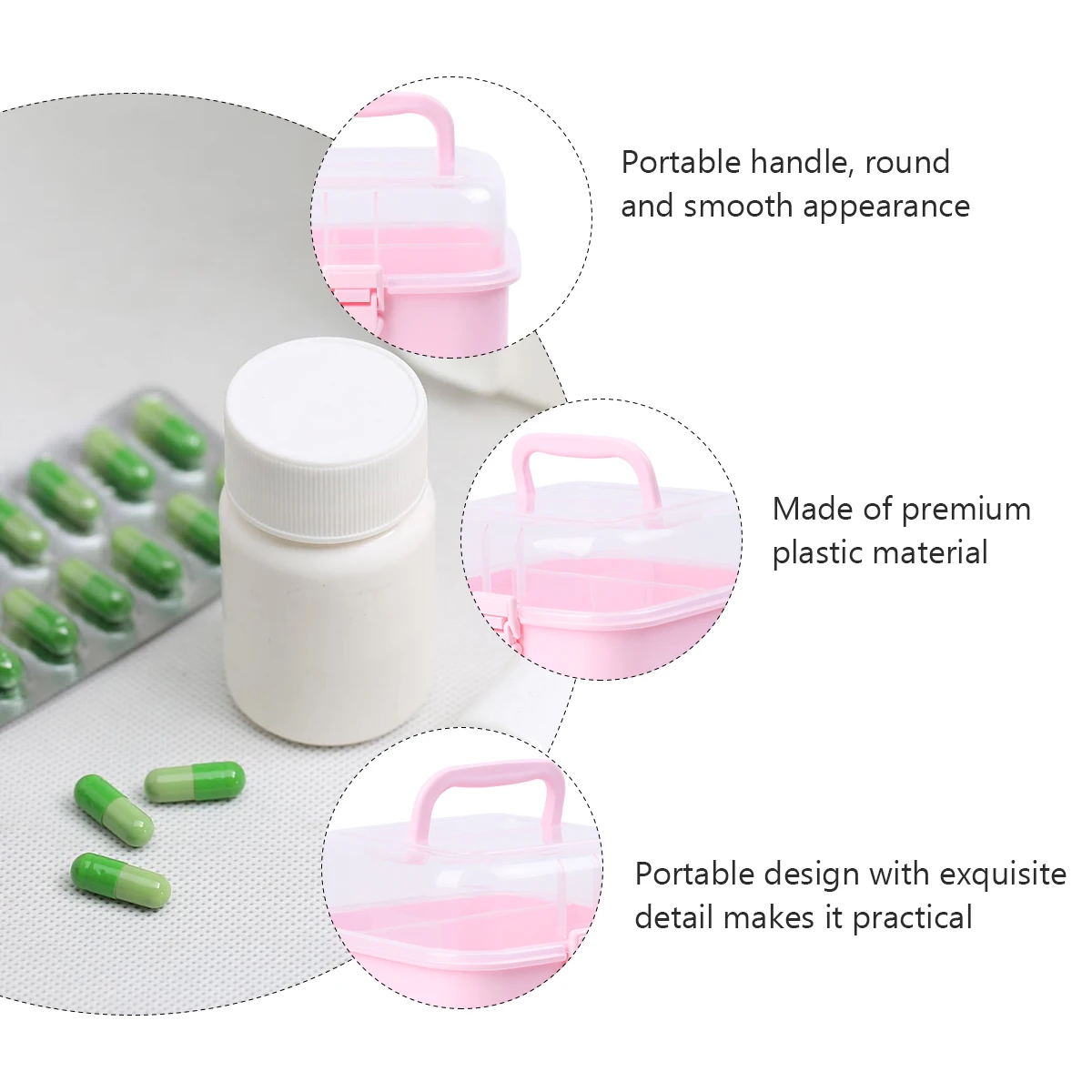 1 قطعة حافظة طب الطوارئ البلاستيك المحمولة المنظم مشبك واسع حريزعلى الأطفال سعة كبيرة تخزين الطوارئ