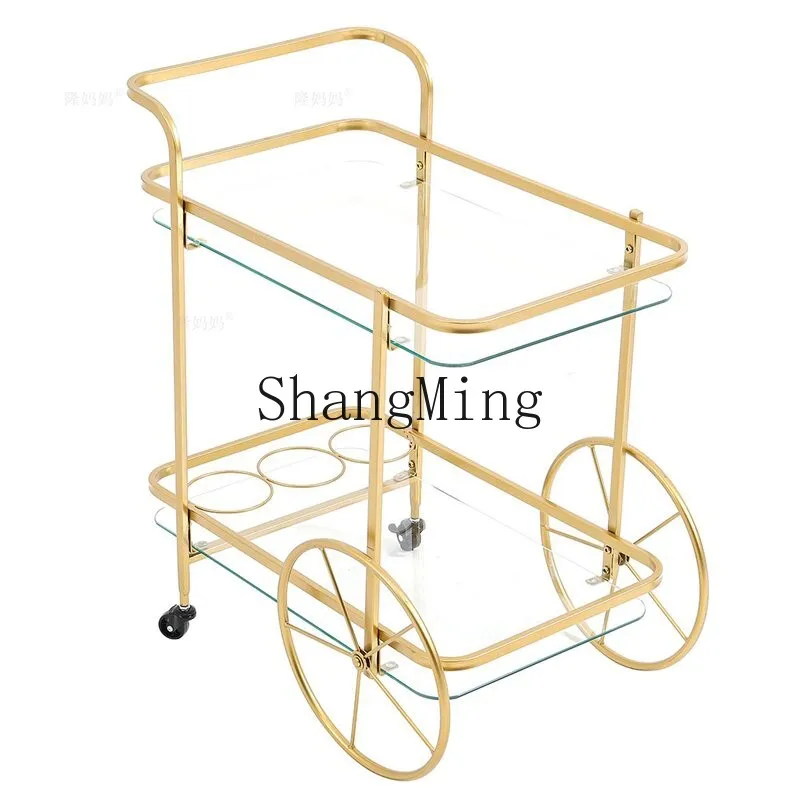 

CL Gold Dining Cart Model Room Stackable Villa Entertainment Cart Living Room Home Business Wine Beverage Cart