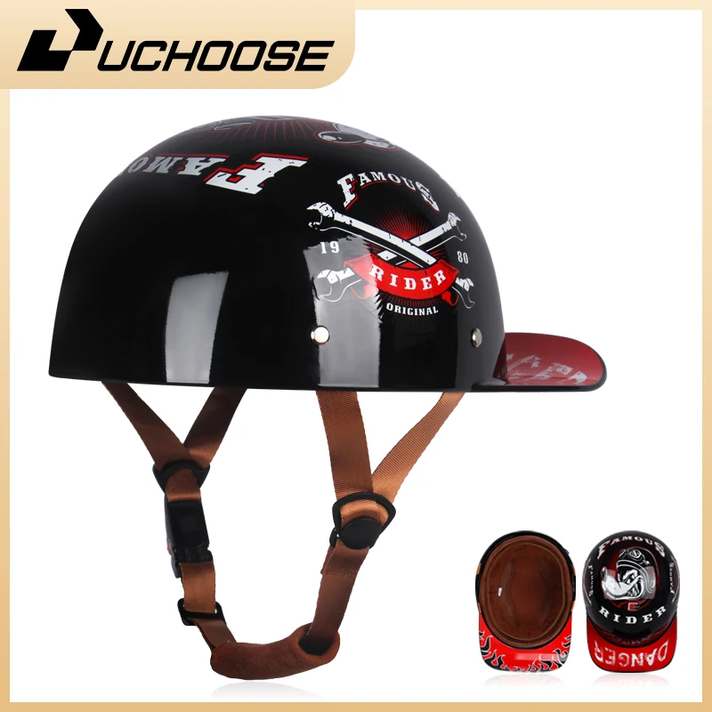 

Summer Motorcycle Casque DS Baseball Cap Helmet Retro Helmets Vintage Open Face Scooter Cruiser Chopper Gangster