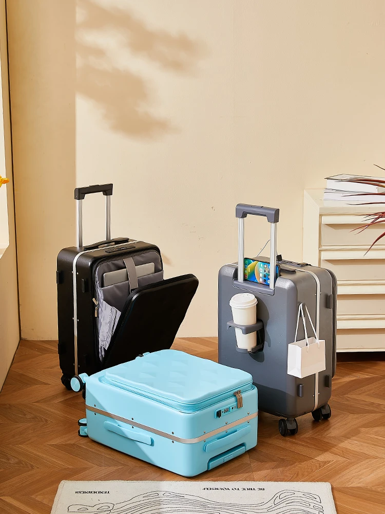 Faionable Aluminum Frame Lage Small 20 Inch Busin Carry-On Suitcase for Travel Notebook Friendly Women's Bag
