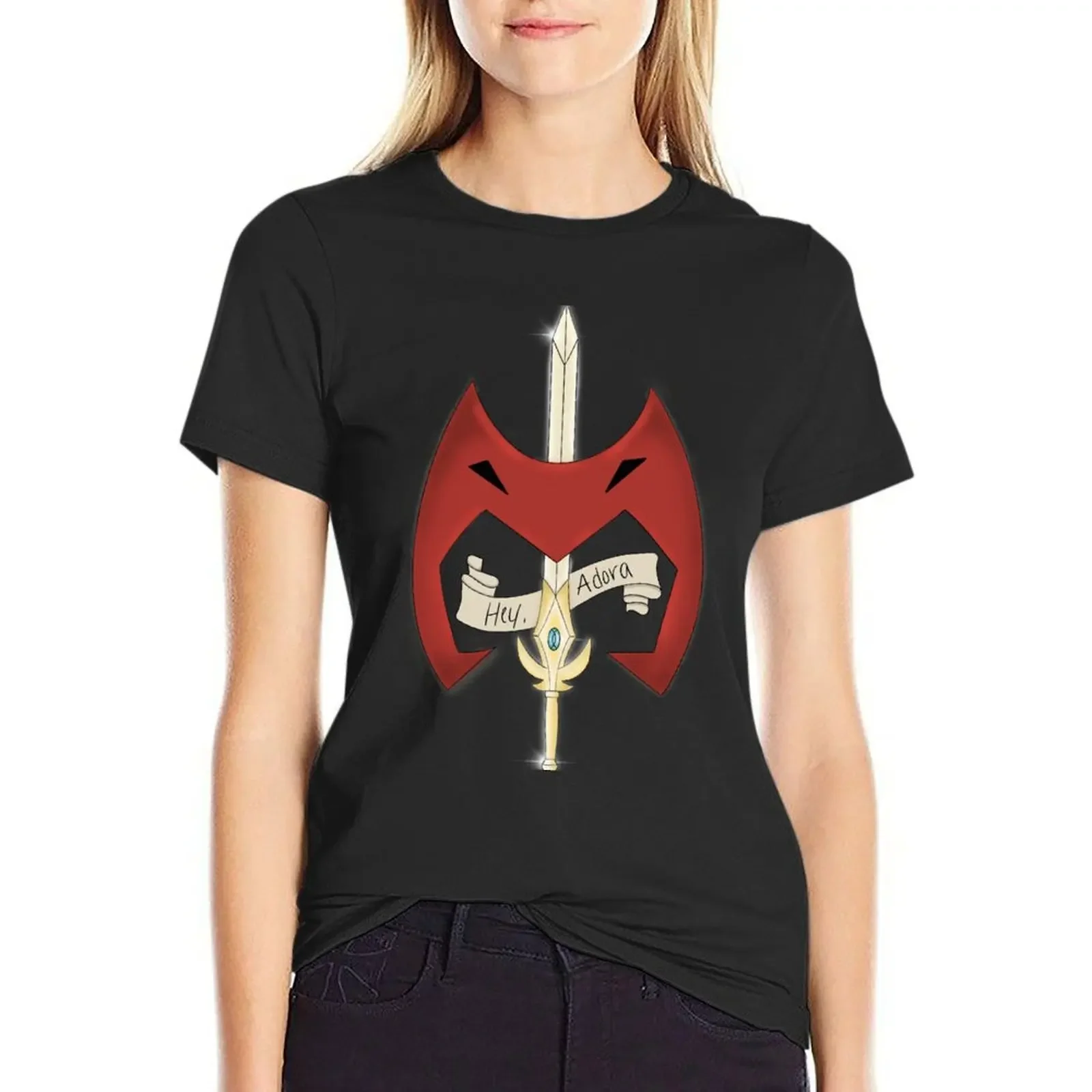 

Hey Adora - She-Ra Sword and Catra Mask T-Shirt Short sleeve tee anime t shirt for Women