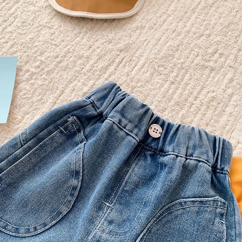 Spring Kids Baby Solid Color Boys Girls Jeans 0-6 Years Old Baby Children Korean Casual Kids Baby Boys Girls Jeans