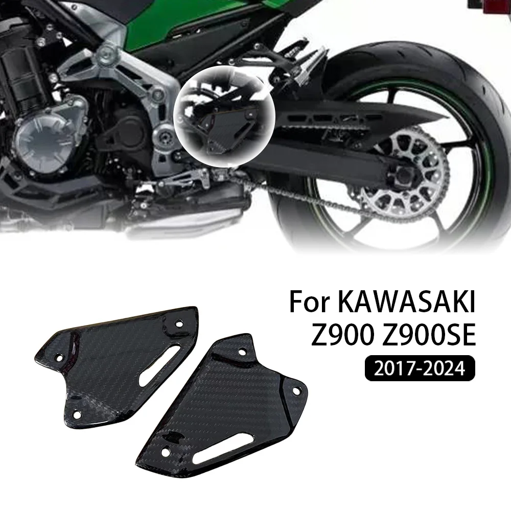 

Motorcycle Footrest Heel Guard Cover For KAWASAKI Z900 Z900SE 2017-2024 Rearsets Foot Rest Peg Protector 100% Carbon Fiber