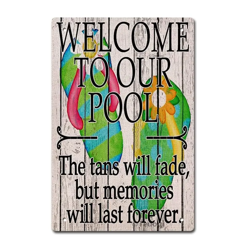 Welcome to Our Pool Pool Tin Sign Life is Better at The Pool Metal Signs Pool Rules Swimming Lap Dog Waves Wall Decor Fun in The