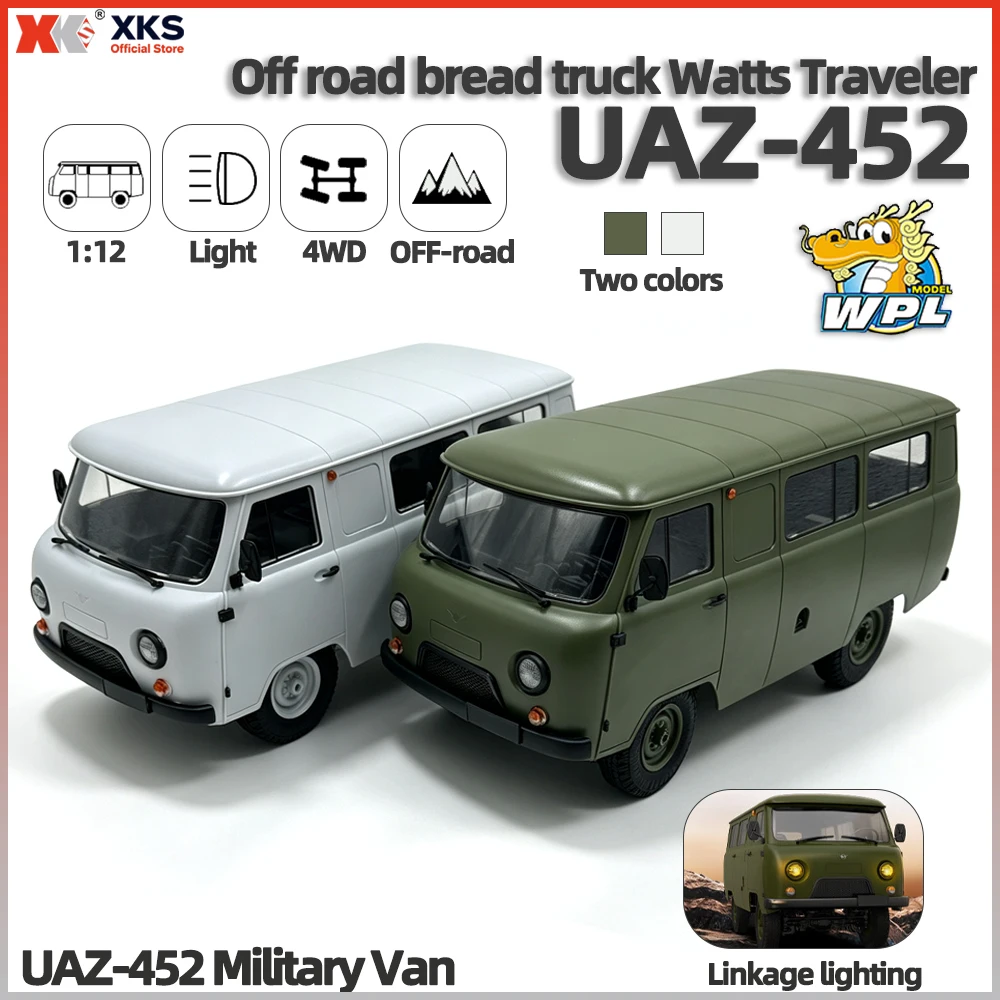 WPL C104 UAZ‑452 1/12 Scale RC Car 4WD Full‑Simulation Off‑Road Transport Van 2.4G Electric Remote Control Model Vehicle Toy