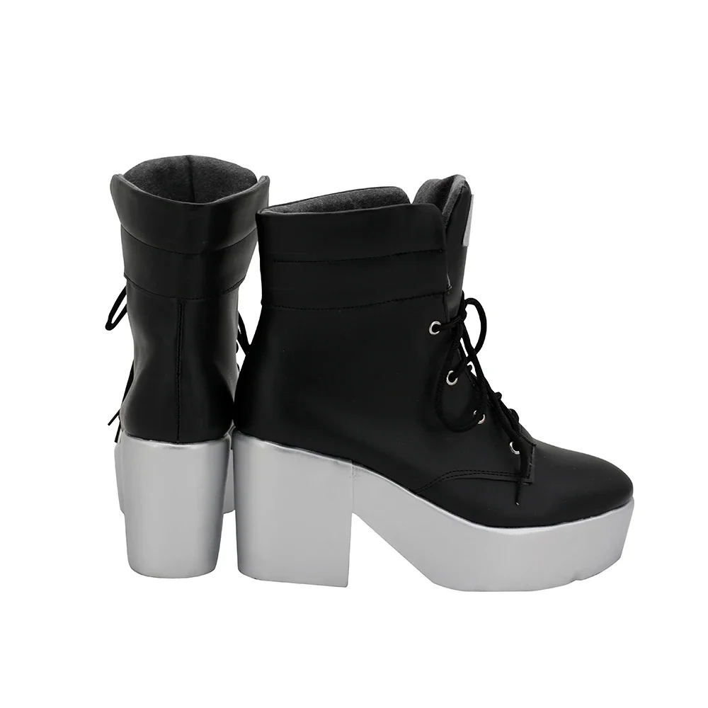 Arknights Schwarz Cosplay Boots High Heel Black Shoes Custom Made Any Size (4)
