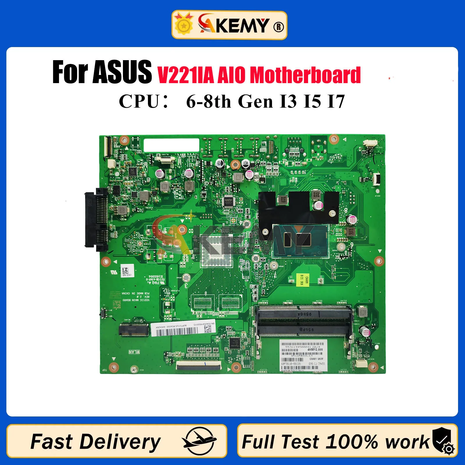 

Материнская плата V221IA для ASUS Vivo AiO V221I V221IC V221ID V221IA с процессором I3 I5 I7, 100% тестирование, ОК, быстрая доставка, stk
