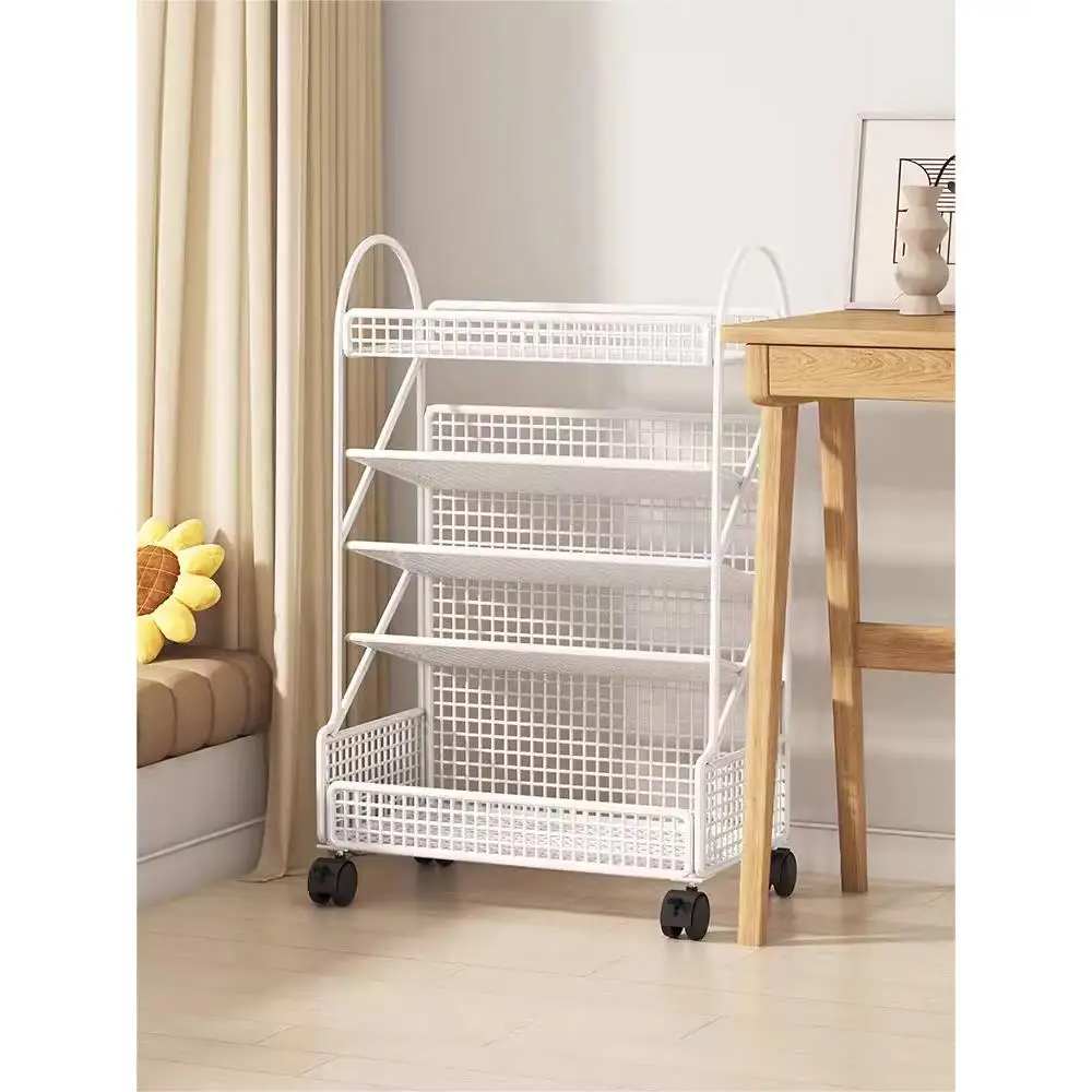 Mobile Children's Bookshelf Multi-layer Storage Rack with Wheels Easy-to-use Small Cabinet for Home And Study Organization