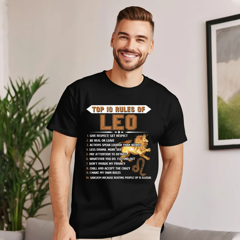 Leo Zodiac Birthday Gift Top Lovers Day Cotton Crewneck Tops & Tees Short Sleeve Graphic Tees Latest Birthday T Shirts