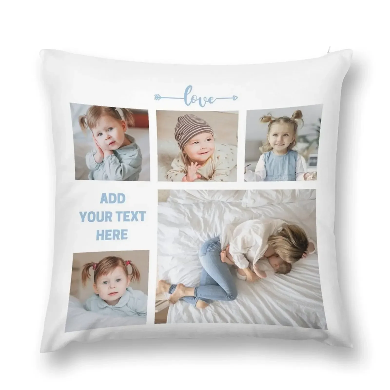 Gorgeous Kids Personalised Photo Pillowcase Cushion Pillow Case Cover Custom Gift Up To 5 Pics+Your Text Throw Pillow