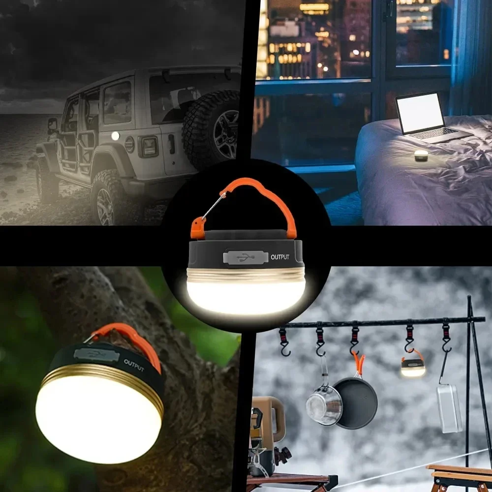 New Portable Camping Lights Outdoor Tent Lamp Have 5 Modes Retractable Hook Mini Family Walking 20W High-Power Emergency Lights