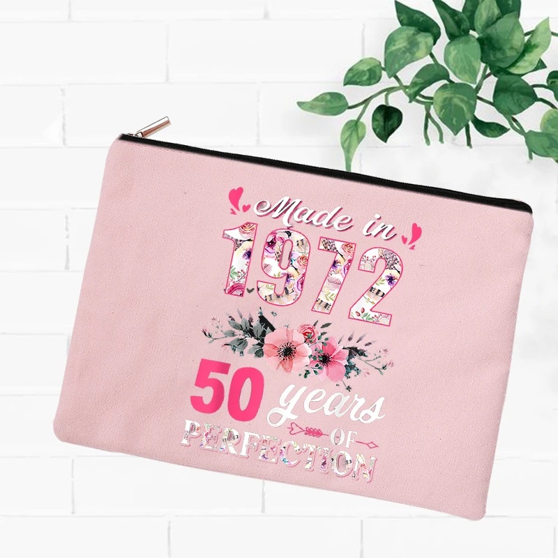 Bolsa de maquiagem floral para mulheres, bolsa de cosméticos, estojo de beleza, carteira, 40 anos, 50 anos, nascida em 1973 1983