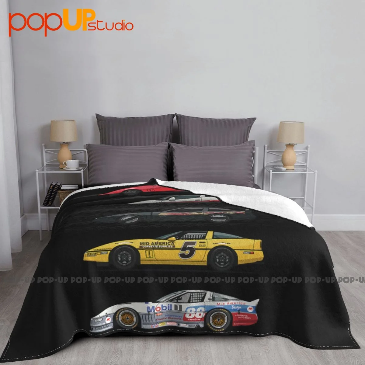 Stack Of Bowtie C4 Corvettes Coupes And Racecars Blanket Home Textile Home Decor Bedding Throws Mechanical Wash