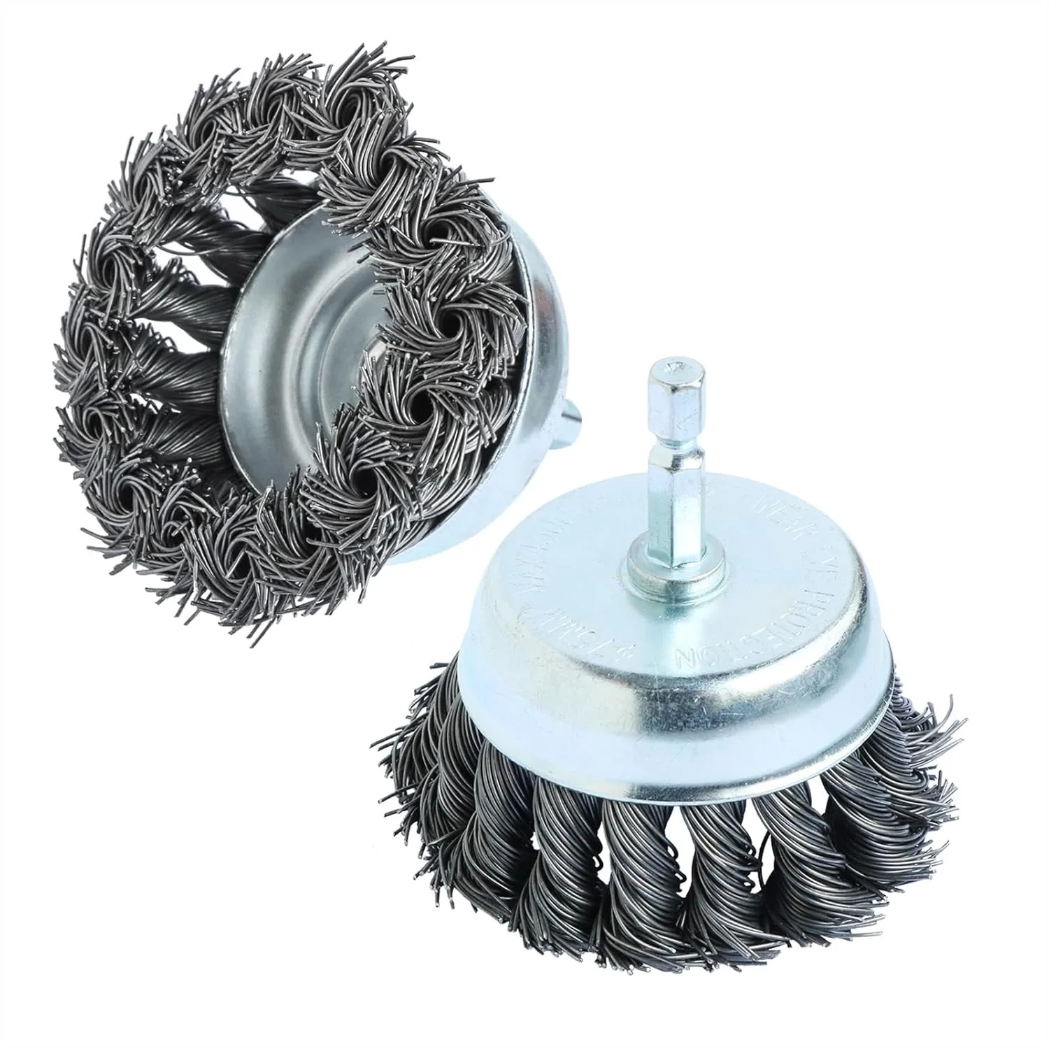 

2 Pcs Knotted Wire Cup Brush Set For Drill 1/4 Inch Hex Shank Coarse Carbon Steel Wire Brush Drill Attachments Rust Removal