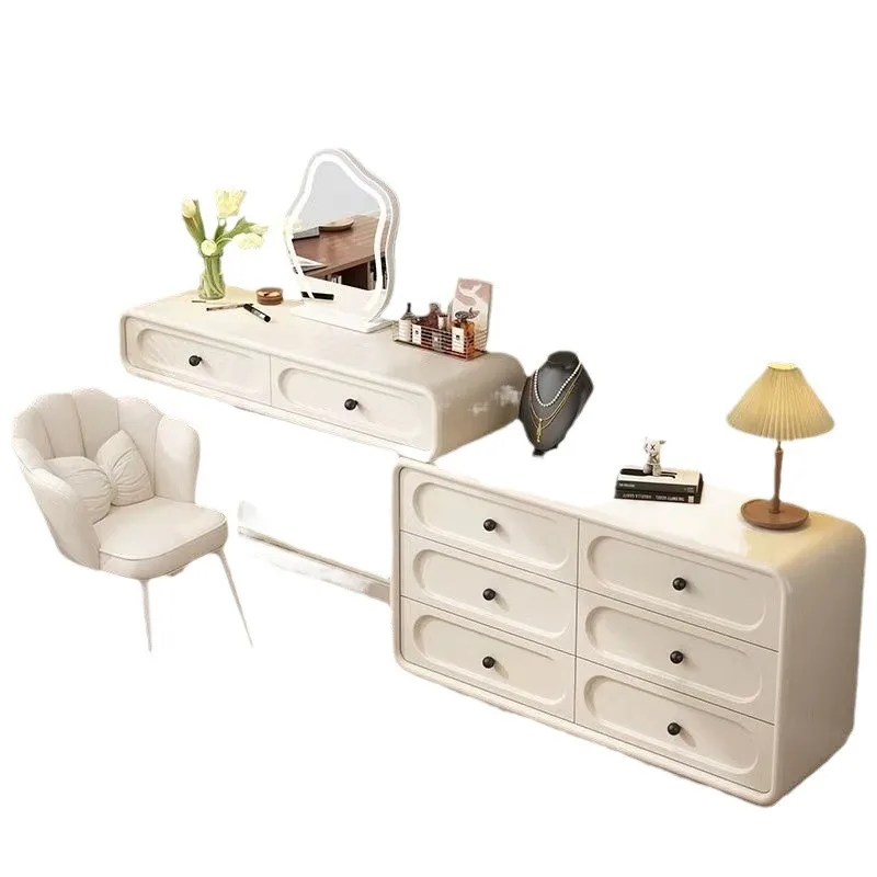 

All solid wood French cream style dresser 2024 new light luxury makeup table bedroom modern simple storage cabinet