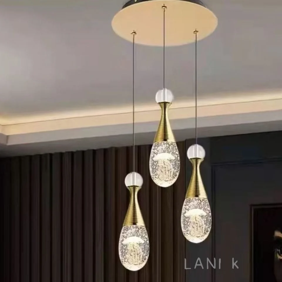 Lámpara de araña de cristal de lujo para restaurante, luz de lujo para Bar, mesita de noche, moderna, minimalista, edificio dúplex, hueca