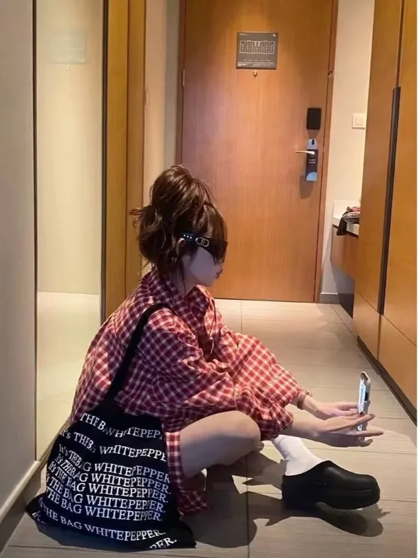 Retro American Red Plaid irt Damen Lose Lässige Dünne Oberbekleidung Offene Strickjacke Koreanische Version Frühling Pendeln Sle Long Sve