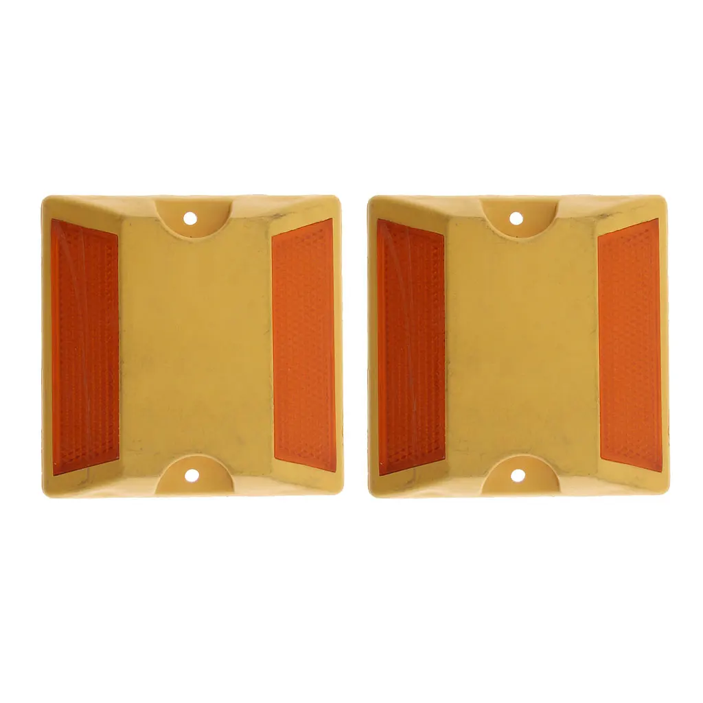 NEW Commercial Road Highway Pavement Marker Reflector , Yellow, 2Pcs