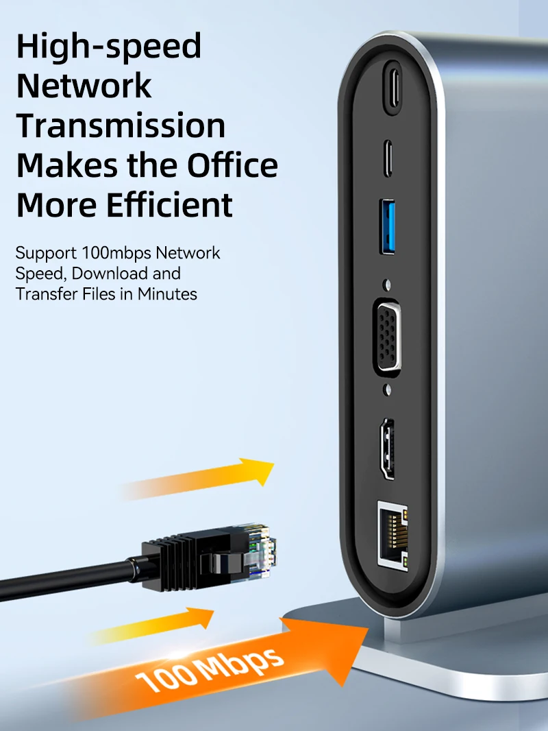 12 في 1 USB C نوع C HUB for MacBook Pro DELL Type-c Hub To PD RJ45 VGA HD 4k @ 30Hz USB 3.0 TF SD محول محطة الإرساء