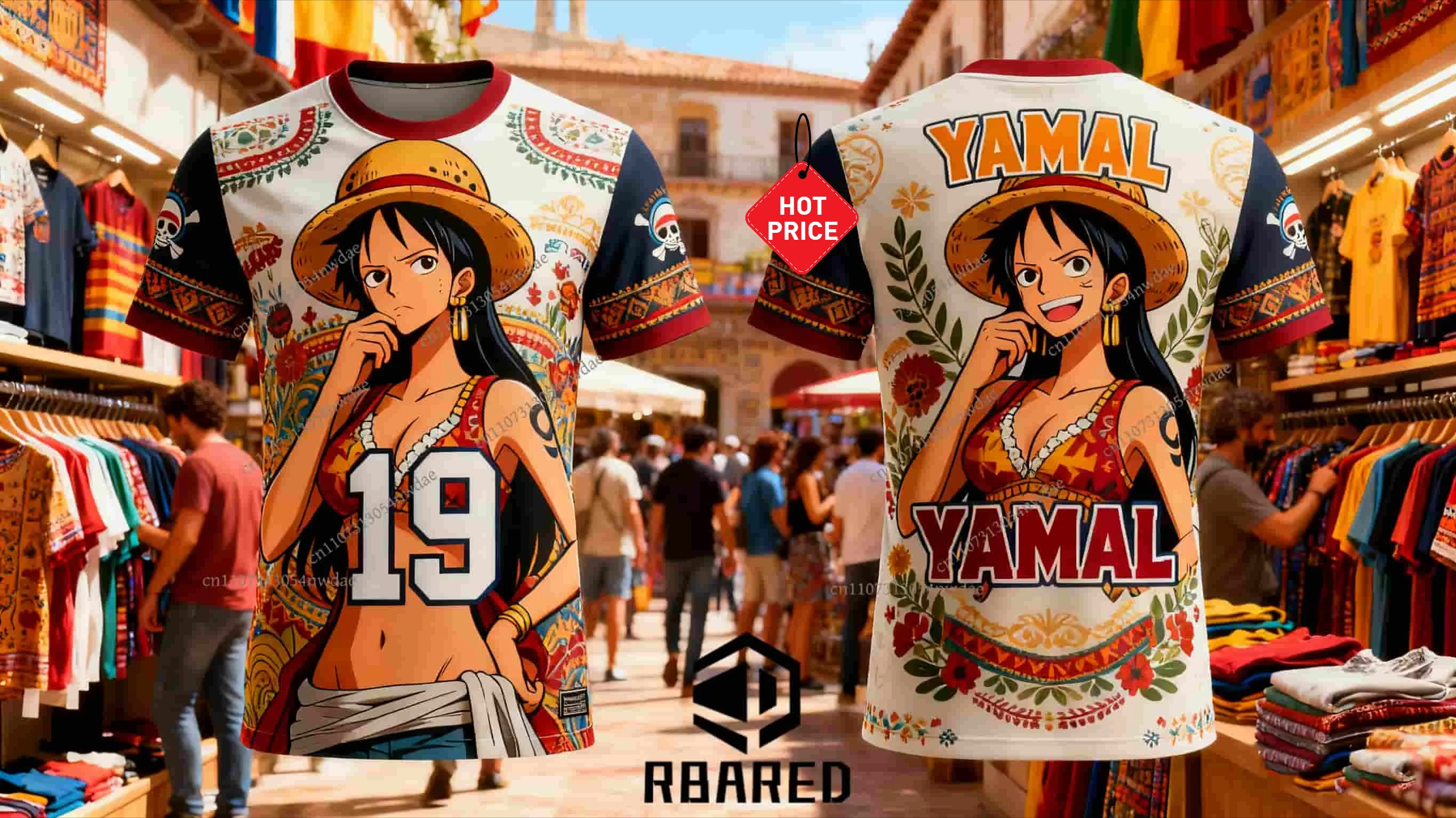 قطعة واحدة YAMAL No.19 AI الإسبانية العصرية مجردة الكتابة على الجدران ثلاثية الأبعاد مطبوعة لكرة القدم تي شيرتات قصيرة الاكمام للجنسين ، لينة ، عادية وملابس رياضية #5