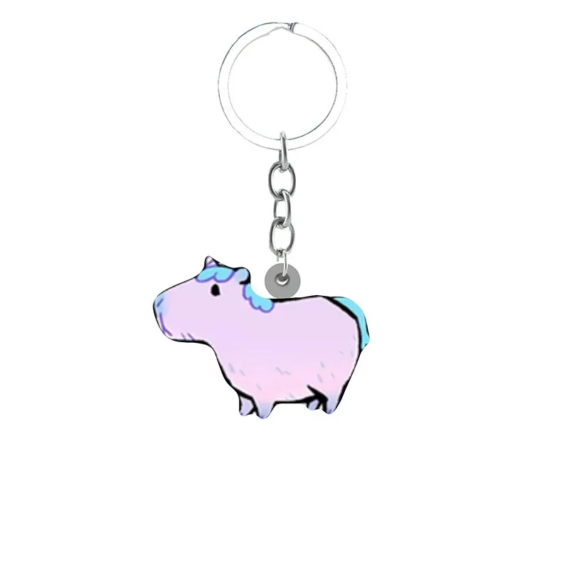 Anime Cartoons Sell Well Around Plump and Cute Capybara Key Chain Heat Shrinkable Acrylic Key Chain Pendant Accessories