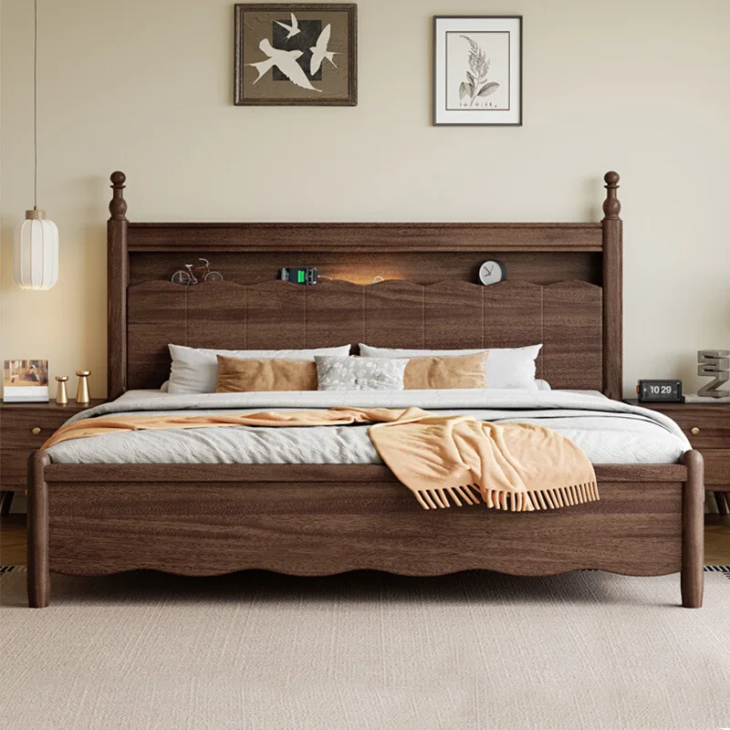 

Solid wood bed Chinese walnut bed 1.5m household modern simple master bedroom 1.8 meters double bed