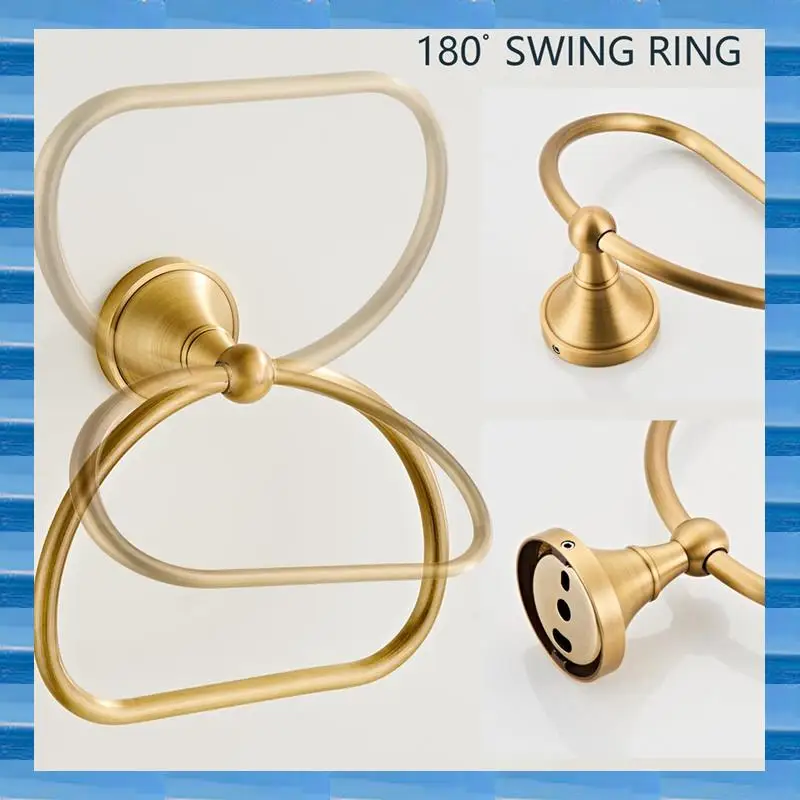

Antique Toilet Paper Holder Towel Ring 1Set, Hand Towel Holder Roll Paper Hanger Bathroom Hardware Wall Mounted