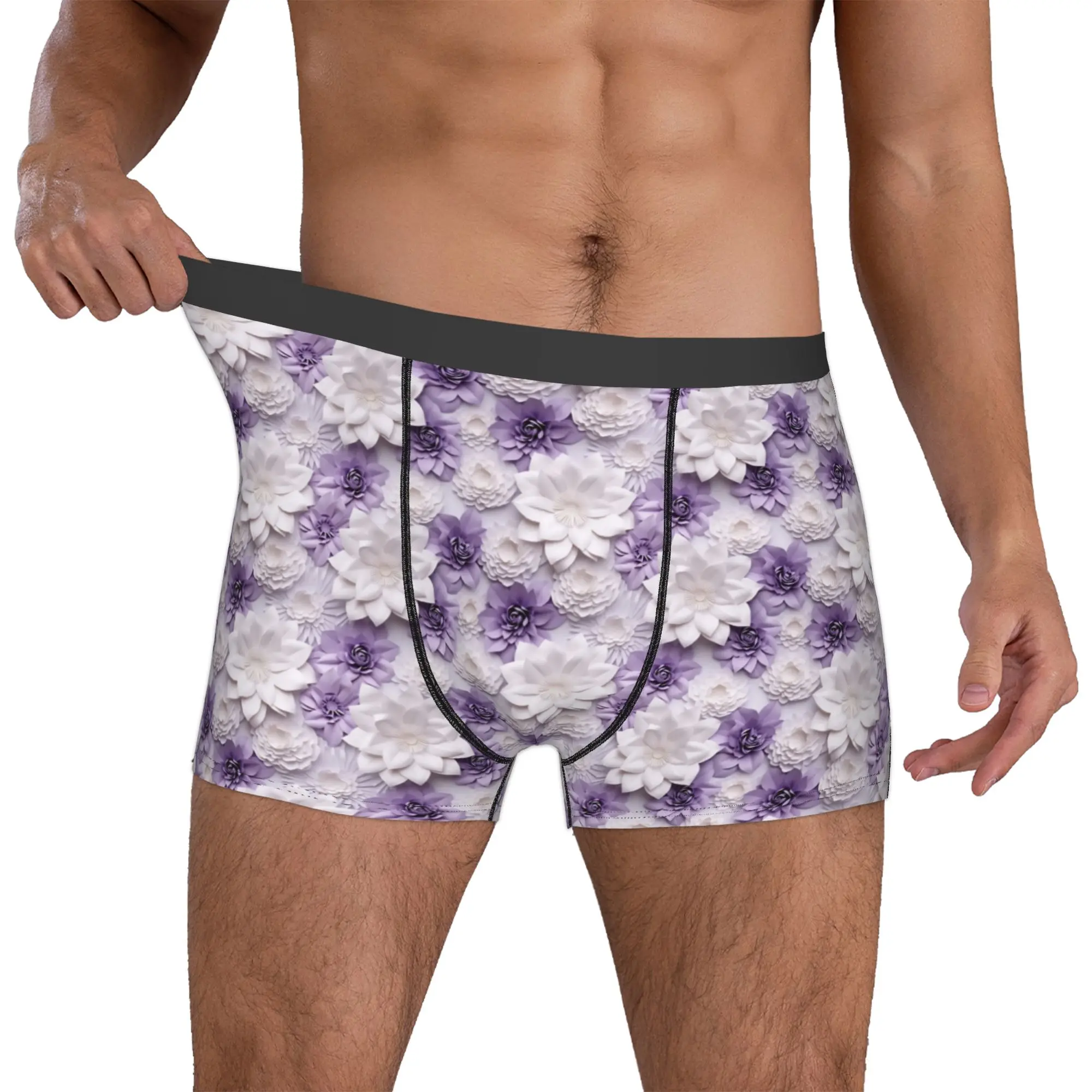 Fashion Trend 3D Flowers Boxers Shorts Men's Luxury High 3D Floral Briefs Underwear Fashion Underpants