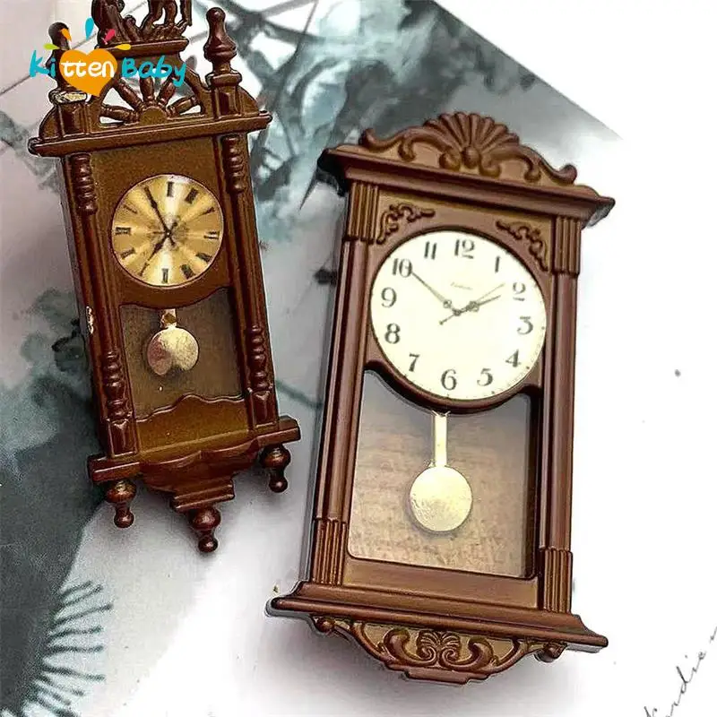 1pc 1:12 Dollhouse Miniature Wall Clock Play Doll House Miniaturas Home Decor Accessories Toy Pretend Play Furniture Toy