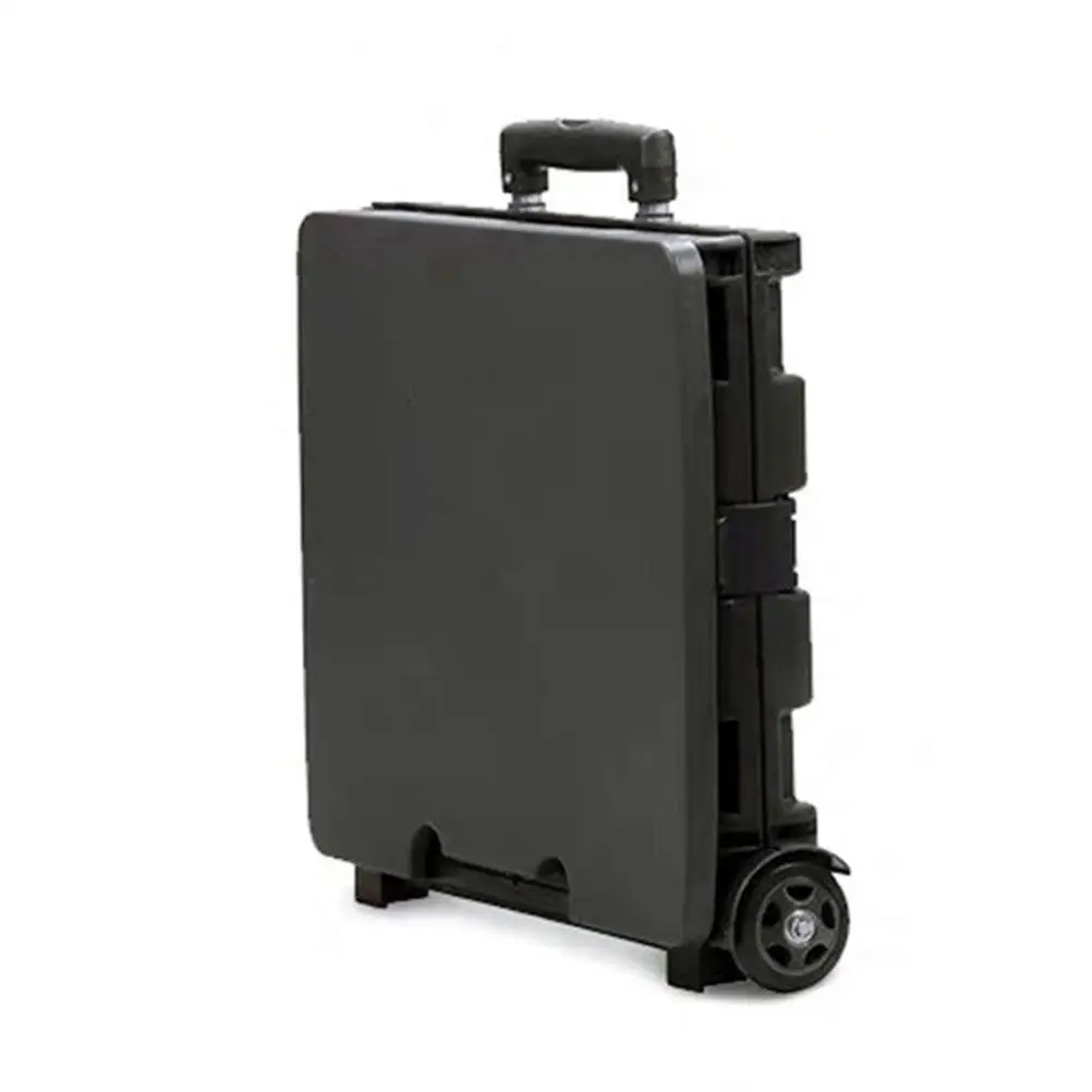 Wheeled Collapsible Handcart Foldable Utility Rolling Cart, 2-Wheel Folding Shopping Trolley with Telescopic Handle