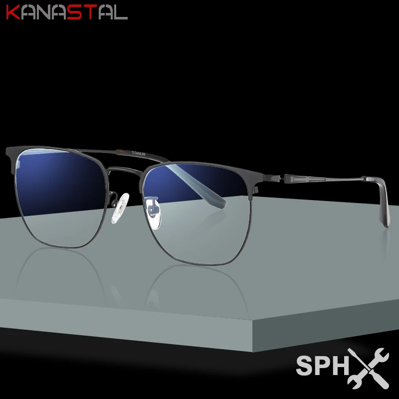

Men Women Blue Light Blocking Reading Glasses Pure Titanium Box Eyeglasses Frame Prescription Optics Presbyopic Myopia Eyewear