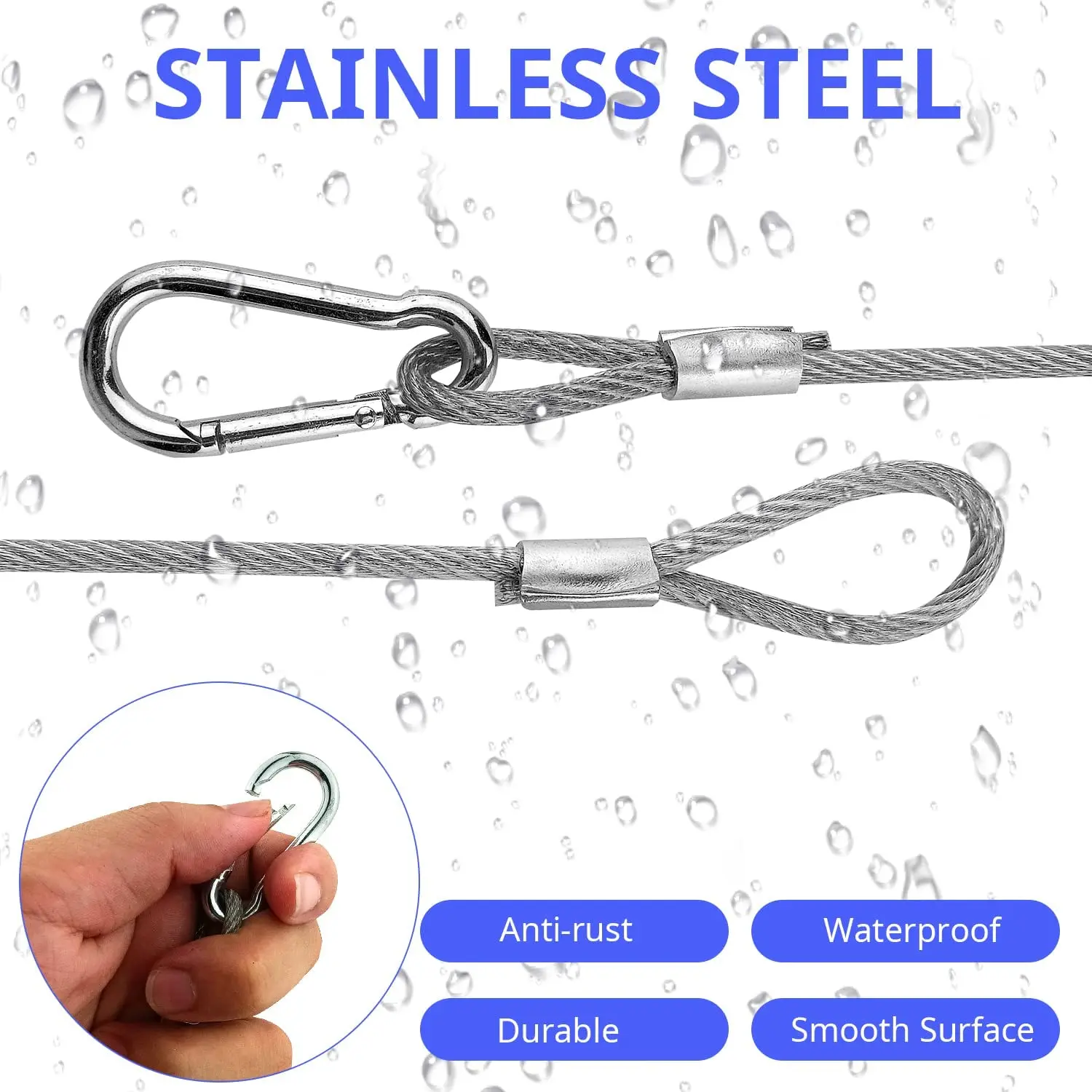 10pcs Stage Light Cable With Locking Buckle For Flat Light Rope Mobile Headlamp Steel Wire Tow Rope 2/3mm Stainless Steel Cable