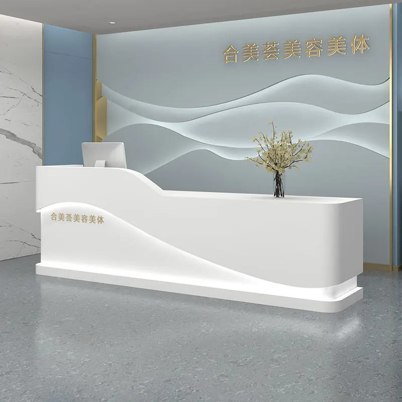 Modern Simple White Reception Desk Luxury Office Information Store Desk Clinic Reception Mostrador Mueble Garden Furniture Sets